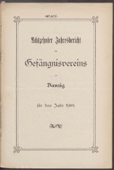 Jahresbericht des Gefängnißvereins zu Danzig 1900
