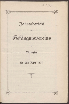 Jahresbericht des Gefängnißvereins zu Danzig 1907