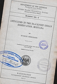 Bulletin 641-J. Anticlines in the Blackfeet Indian Reservation, Montana