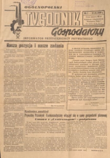 Og&oacute;lnopolski Tygodnik Gospodarczy : informator przedsiębiorcy prywatnego, 1949.03.27 nr 1