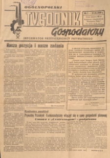 Ogólnopolski Tygodnik Gospodarczy : informator przedsiębiorcy prywatnego, 1949.03.27 nr 1