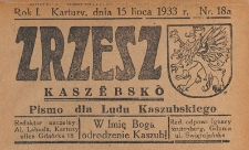 Zrzesz Kasz&euml;bsk&ocirc; : pismo dla Ludu Kaszubskiego, 1933.07.15 nr 18 A