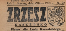 Zrzesz Kasz&euml;bsk&ocirc; : pismo dla Ludu Kaszubskiego, 1933.07.29 nr 22