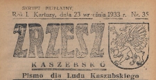 Zrzesz Kasz&euml;bsk&ocirc; : pismo dla Ludu Kaszubskiego, 1933.09.23 nr 35