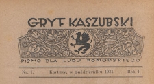 Gryf Kaszubski : pismo dla ludu pomorskiego, 1931.10 nr 1