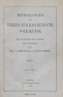 Mitteilungen des Vereins für Kaschubische Volkskunde, Bd. 1 1908 H. 1