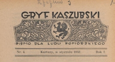 Gryf Kaszubski : pismo dla ludu pomorskiego, 1932.01 nr 4