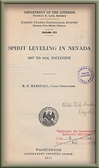 Bulletin 654. Spirit leveling in Nevada 1897 to 1916, inclusive