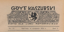 Gryf Kaszubski : pismo dla ludu pomorskiego, 1932.08 nr 11