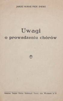 Uwagi o prowadzeniu chórów