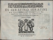 Di Serafino Serafini Da Salvdeccio, Maestro Di Capella Del Domo di Sinigaglia, Il Primo Libro delle Canzoni Capricciose A Quattro Voci.