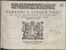 Canzoni A Cinqve Voci. Lib. 1