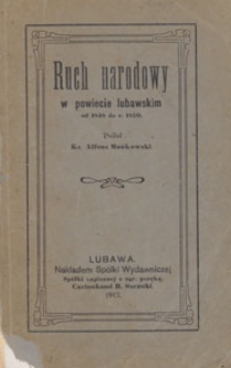 Ruch narodowy w powiecie lubawskim : od 1848 do r. 1850