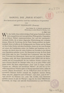 Danzig : Die "Freie Stadt", ihre harmonisch gel&ouml;sten und ihre unl&ouml;sbaren Gegens&auml;tze