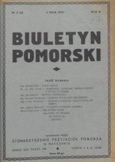 Biuletyn Pomorski : wydawany na prawach rękopisu przez akademickie organizacje pomorskie Stowarzyszenia Przyjaciół Pomorza, 1939.05.01 nr 5