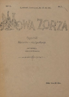 Nowa Zorza : tygodnik literacko-rozrywkowy, 1945.10.28 nr 1