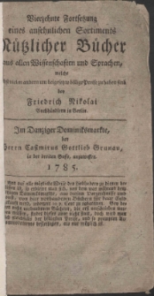 Vierzehnte Fortsetzung eines ansehnlichen Sortiments Nützlicher Bücher aus allen Wissenschaften und Sprachen /