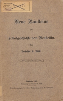 Neue Bausteine zur Lokalgeschichte von Neustettin