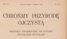 Chrońmy Przyrodę Ojczystą : tymczasowy organ Państwowej Rady Ochrony Przyrody, 1948.07-08 nr 7/8