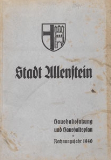 Haushaltssatzung und Haushaltsplan - Allenstein : Rechnungsjahr 1940