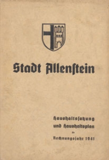 Haushaltssatzung und Haushaltsplan - Allenstein : Rechnungsjahr 1941