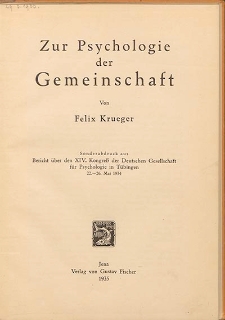 Zur Psychologie der Gemeinschaft