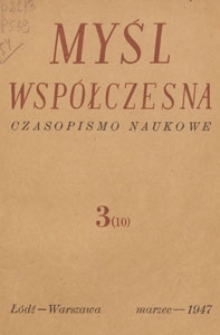 Myśl Wsp&oacute;łczesna : czasopismo naukowe, 1947.03 nr 3