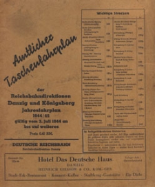 Amtlicher Taschenfahrplan der Reichsbahndirektion Danzig, 1944/1945