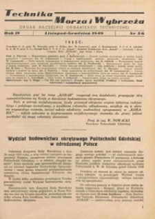 Technika Morza i Wybrzeża : organ Naczelnej Organizacji Technicznej, 1949 nr 5/6