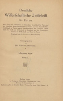 Deutsche Wissenschaftliche Zeitschrift für Polen : neue Folge der Zeitschriften der Historischen Gesellschaft für Posen und des Deutschen Naturwissenschaftlichen Vereins für Grosspolen, 1931 H. 23