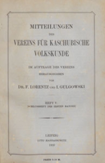 Mitteilungen des Vereins für Kaschubische Volkskunde, Bd. 1 1910 H. 5