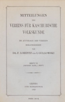 Mitteilungen des Vereins für Kaschubische Volkskunde, Bd. 2 1910 H. 6