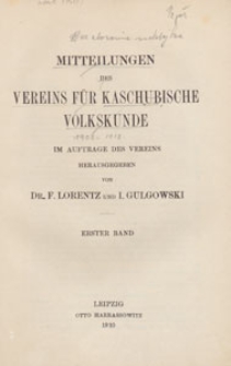 Mitteilungen des Vereins für Kaschubische Volkskunde, Bd.1, Inhalt