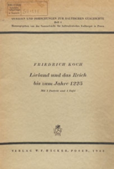 Quellen und Forschungen zur Baltischen Geschichte, 1941 H. 1