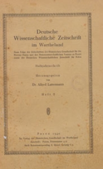 Deutsche Wissenschaftliche Zeitschrift im Wartheland : neue Folge der Zeitschriften der Historischen Gesellschaft für die Provinz Posen, 1940 H. 2
