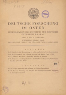 Deutsche Forschung im Osten : Mitteilungen des Instituts für Deutsche Ostarbeit Krakau, 1941 H. 3