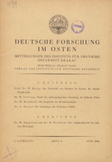 Deutsche Forschung im Osten : Mitteilungen des Instituts für Deutsche Ostarbeit Krakau, 1941.06 H. 4