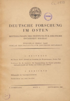Deutsche Forschung im Osten : Mitteilungen des Instituts für Deutsche Ostarbeit Krakau, 1943.09 H. 6