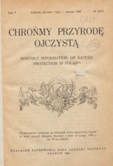 Chrońmy Przyrodę Ojczystą : tymczasowy organ Państwowej Rady Ochrony Przyrody, 1949.01-02-03 nr 1/2/3