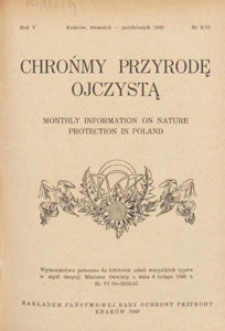 Chrońmy Przyrodę Ojczystą : tymczasowy organ Państwowej Rady Ochrony Przyrody, 1949.09-10 nr 9/10