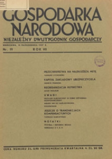 Gospodarka Narodowa : niezależny dwutygodnik gospodarczy, 1937.10.15 nr 19