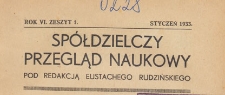 Spółdzielczy Przegląd Naukowy, 1933.01 z. 1