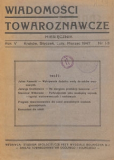 Wiadomości Towaroznawcze : miesięcznik, 1947.01-02-03 nr 1-3