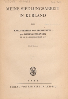 Meine Siedlungsarbeit in Kurland