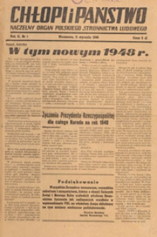 Chłopi i Państwo : tygodnik społeczno-polityczny, 1948.01.11 nr 1