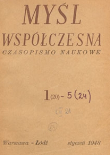 Myśl Wsp&oacute;łczesna : czasopismo naukowe, 1948.01 nr 1