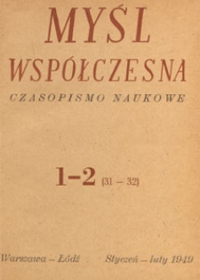 Myśl Współczesna : czasopismo naukowe, 1949.01-02 nr 1-2