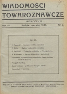 Wiadomości Towaroznawcze : miesięcznik, 1946.06 nr 2