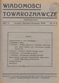 Wiadomości Towaroznawcze : miesięcznik, 1946.08-09 nr 4-5