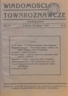 Wiadomości Towaroznawcze : miesięcznik, 1946.12 nr 8